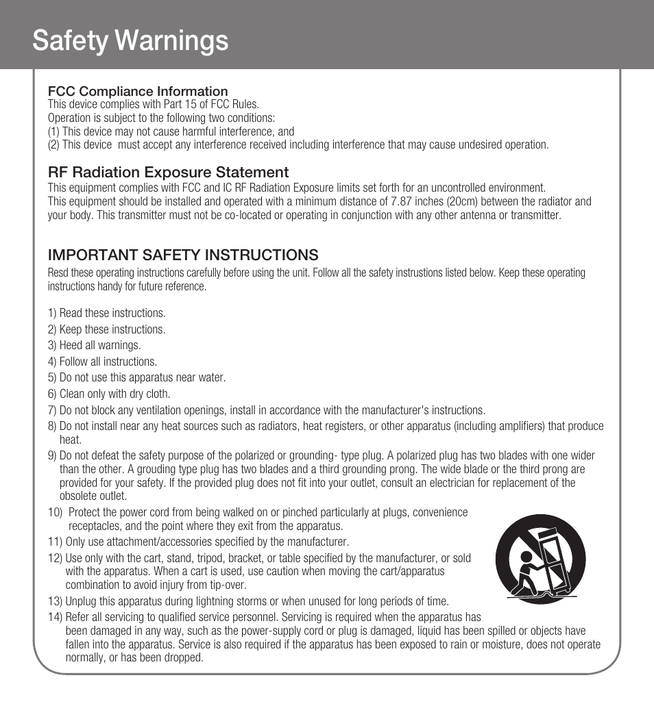 Safety warnings, Caution | Samsung HT-WDC10-XAA User Manual | Page 5 / 6