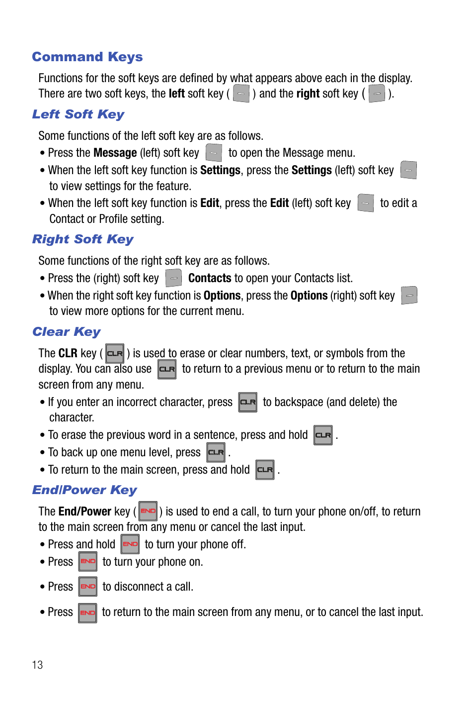 Command keys | Samsung SCH-U470GBAVZW User Manual | Page 16 / 162