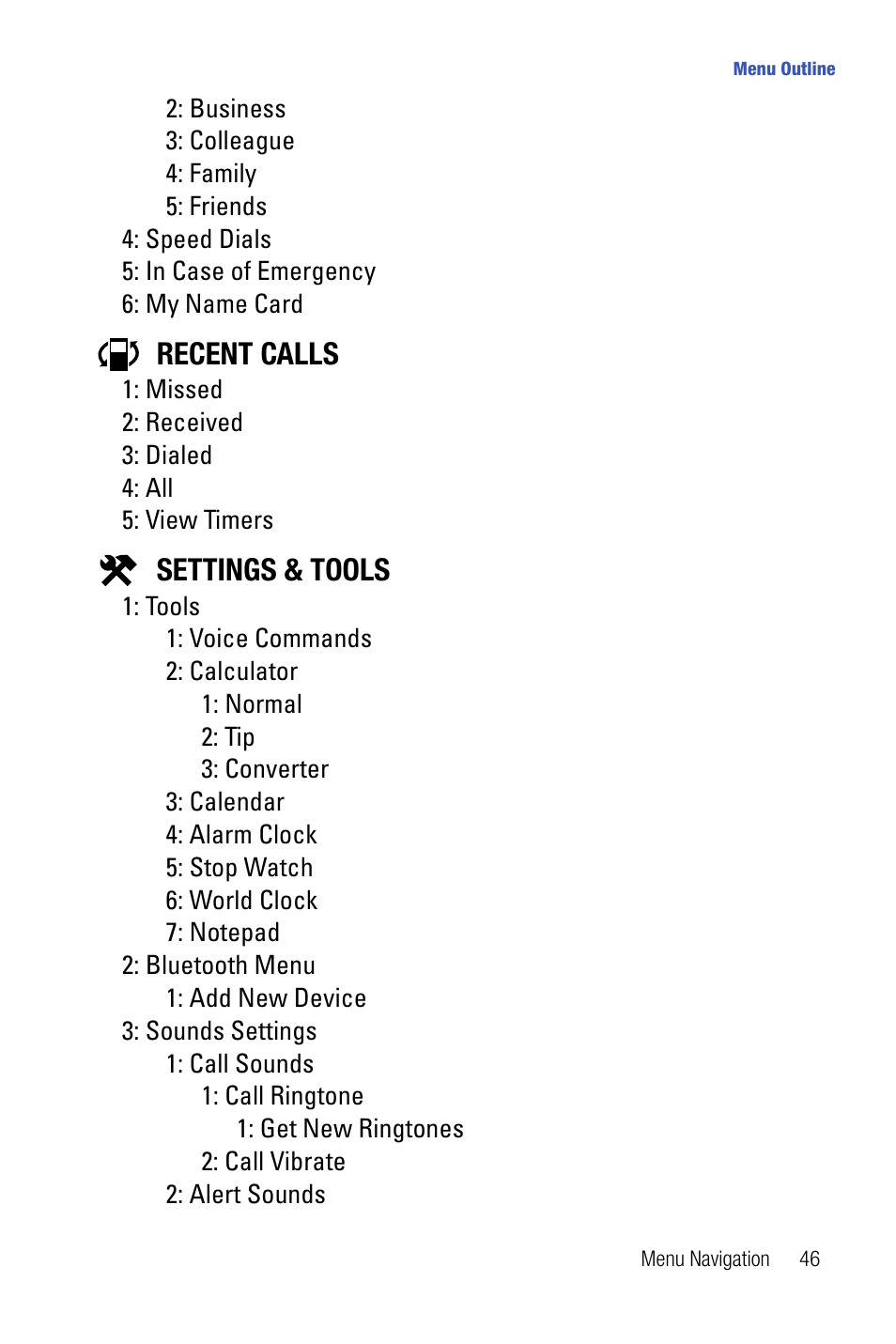 Recent calls, Settings & tools | Samsung SCH-U470GBAVZW User Manual | Page 49 / 162