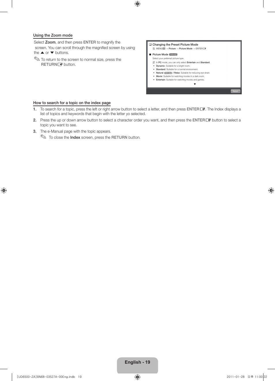 English - 19 | Samsung UN40D6500VFXZA User Manual | Page 19 / 25