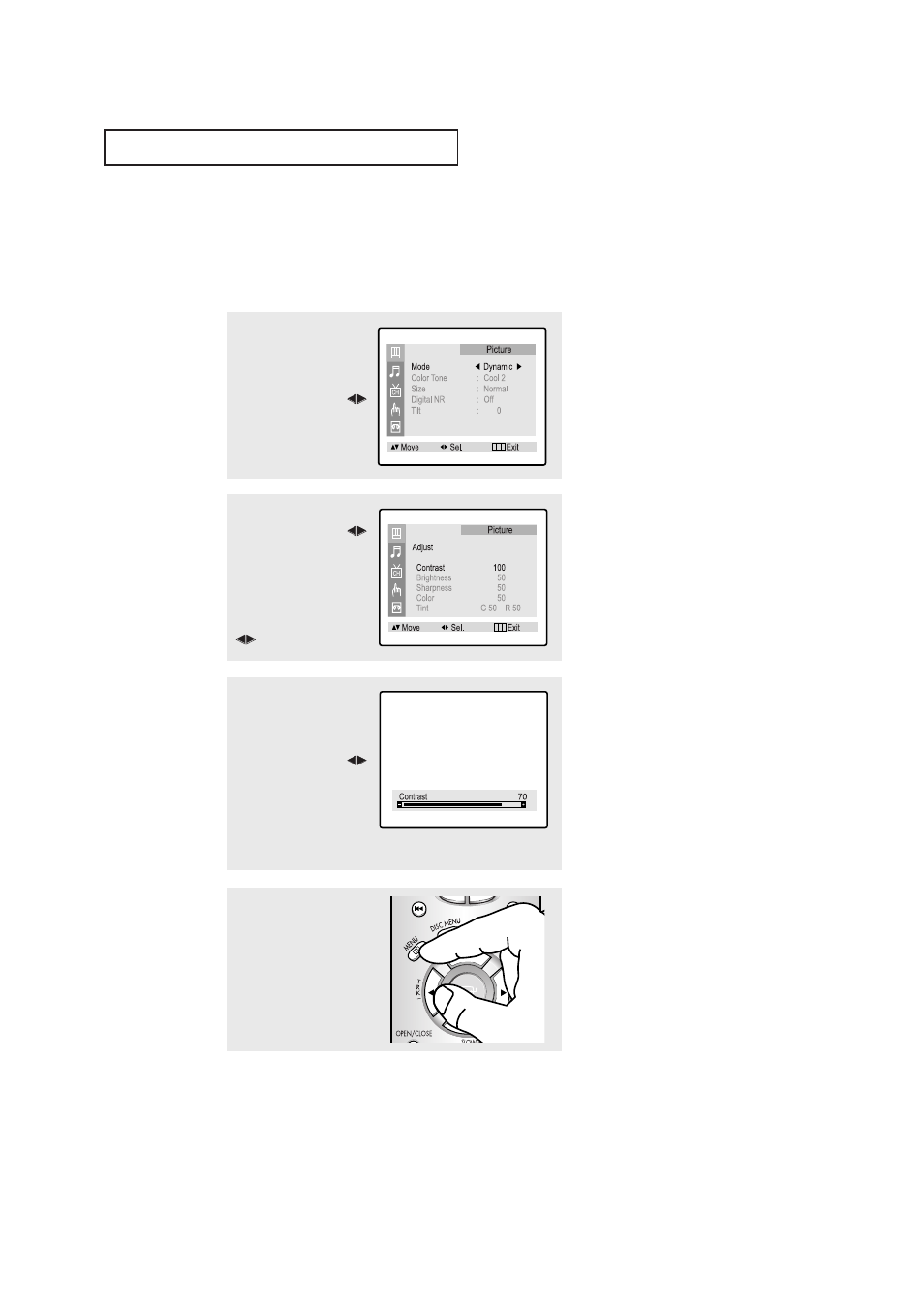 Customizing the picture, T v o | Samsung CXN2085TPX-XAA User Manual | Page 28 / 99