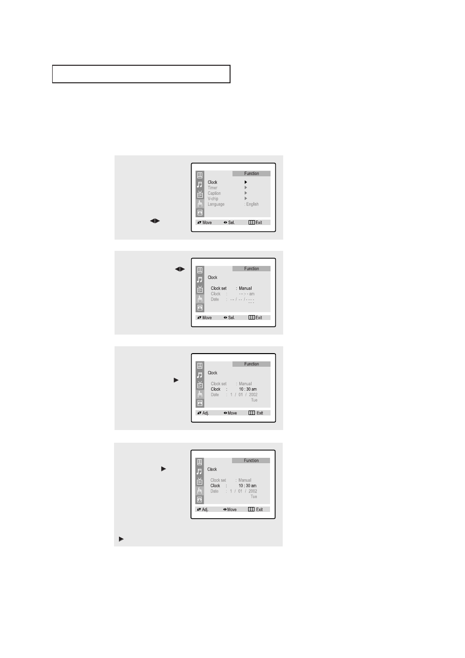 Setting the clock, T v o | Samsung CXN2085TPX-XAA User Manual | Page 39 / 99