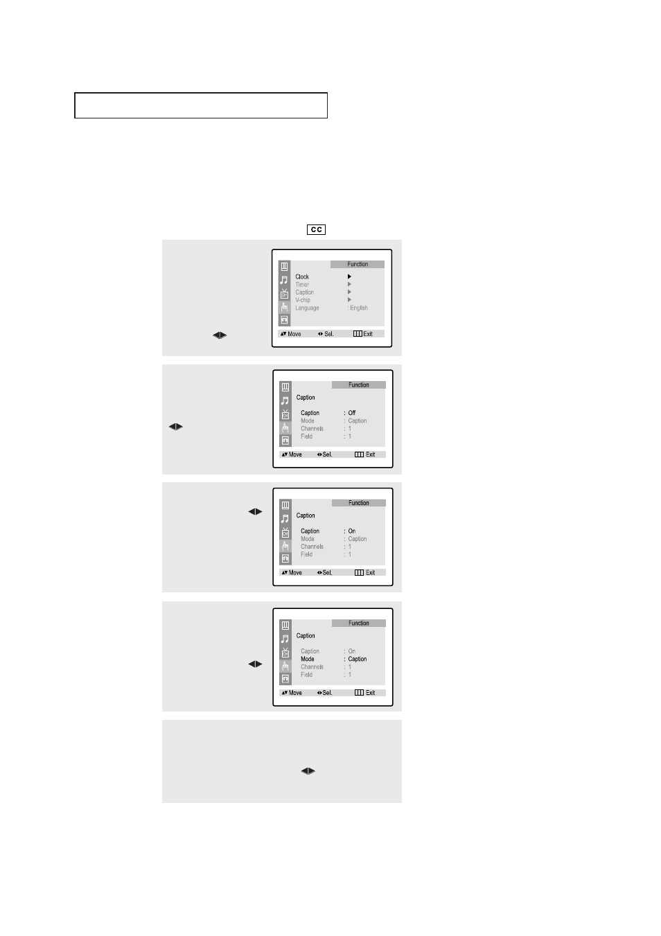 Viewing closed captions, T v o | Samsung CXN2085TPX-XAA User Manual | Page 46 / 99