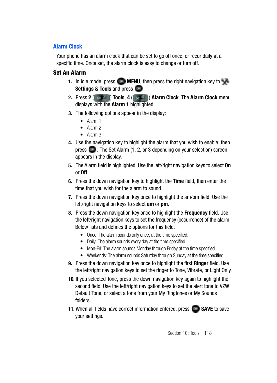 Alarm clock | Samsung SCH-U740CDAVZW User Manual | Page 121 / 163