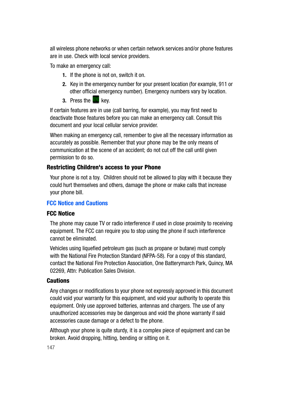 Fcc notice and cautions | Samsung SCH-U740CDAVZW User Manual | Page 150 / 163