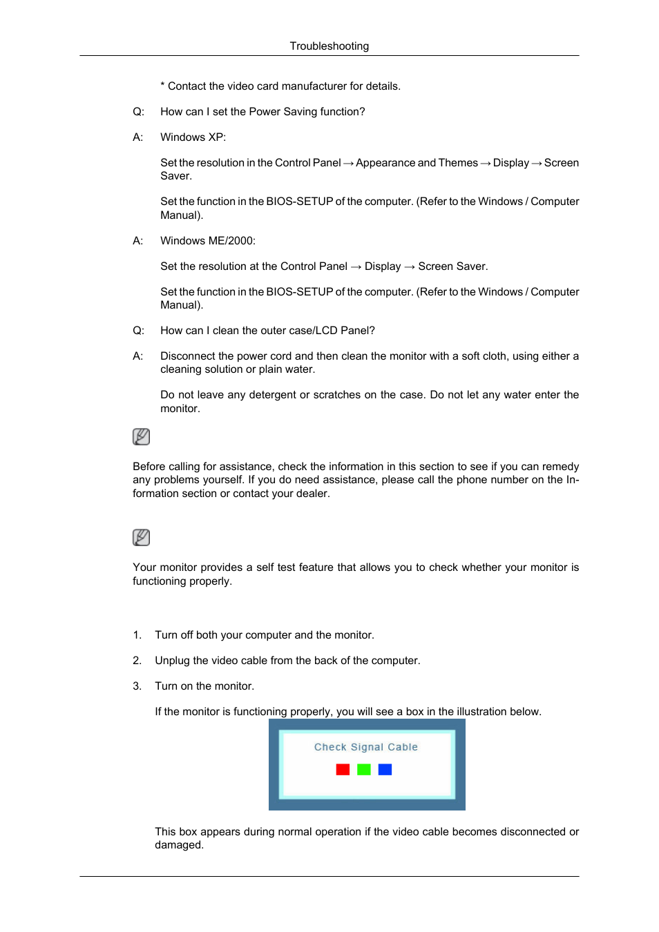 2233sn} self-test feature check, Self-test feature check | Samsung LS20CMYKF-ZM User Manual | Page 14 / 20