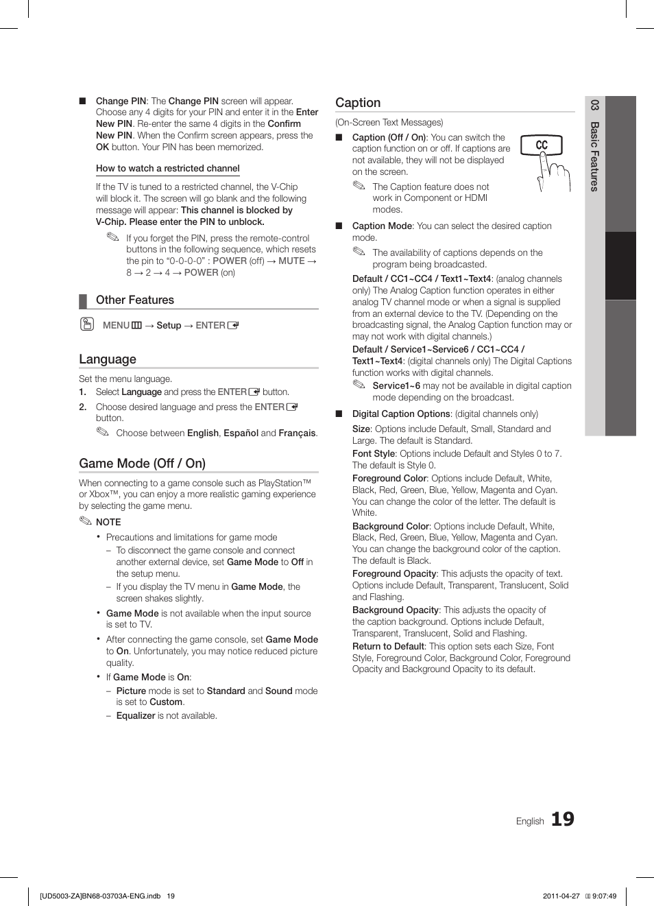 Samsung LN32D403E2DXZA User Manual | Page 19 / 35