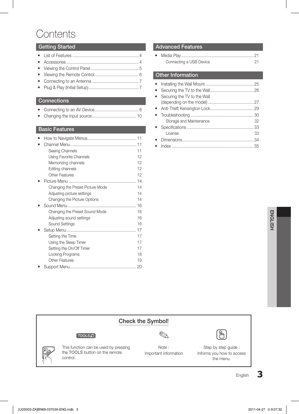 Samsung LN32D403E2DXZA User Manual | Page 3 / 35