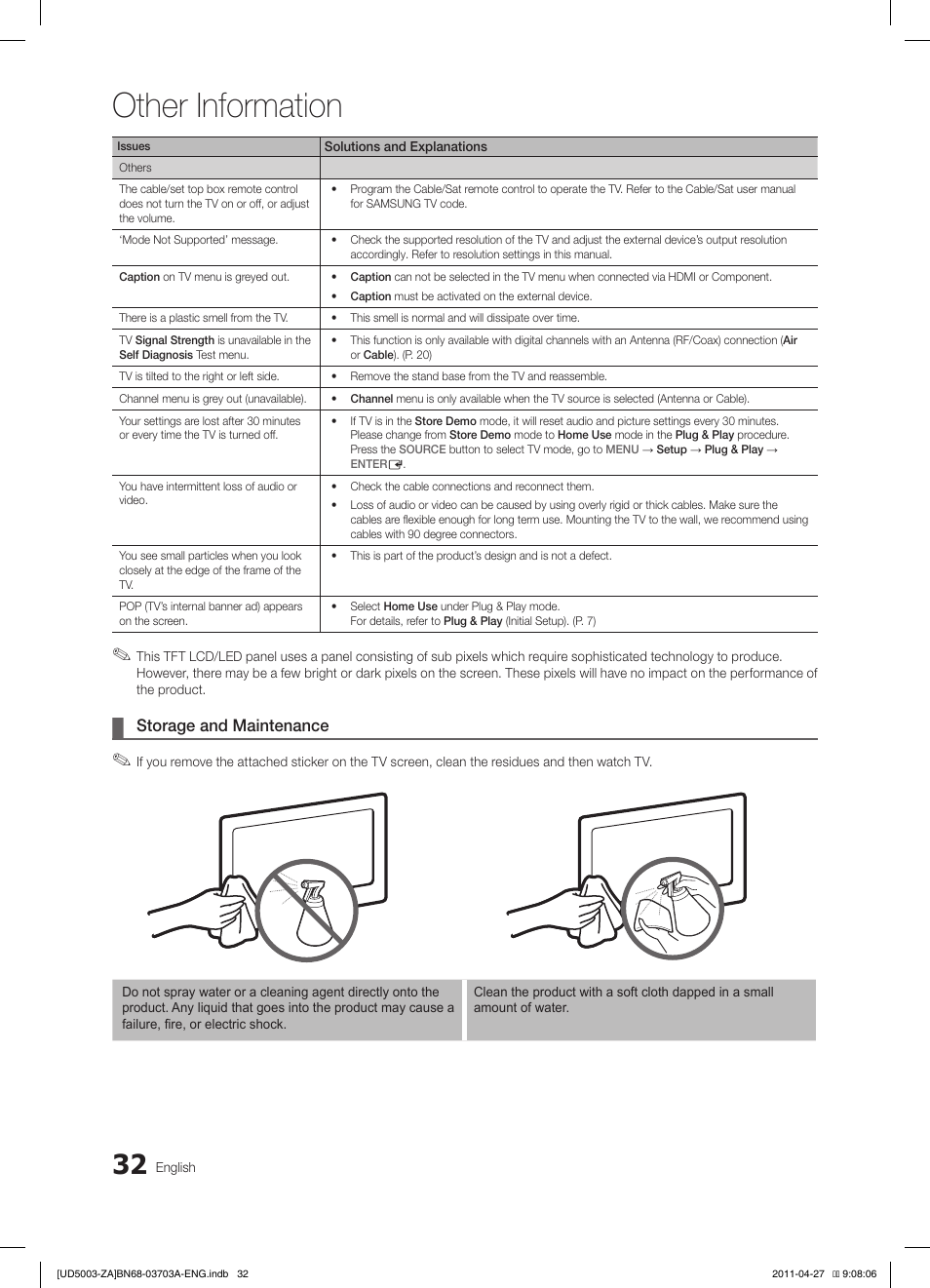 Other information | Samsung LN32D403E2DXZA User Manual | Page 32 / 35