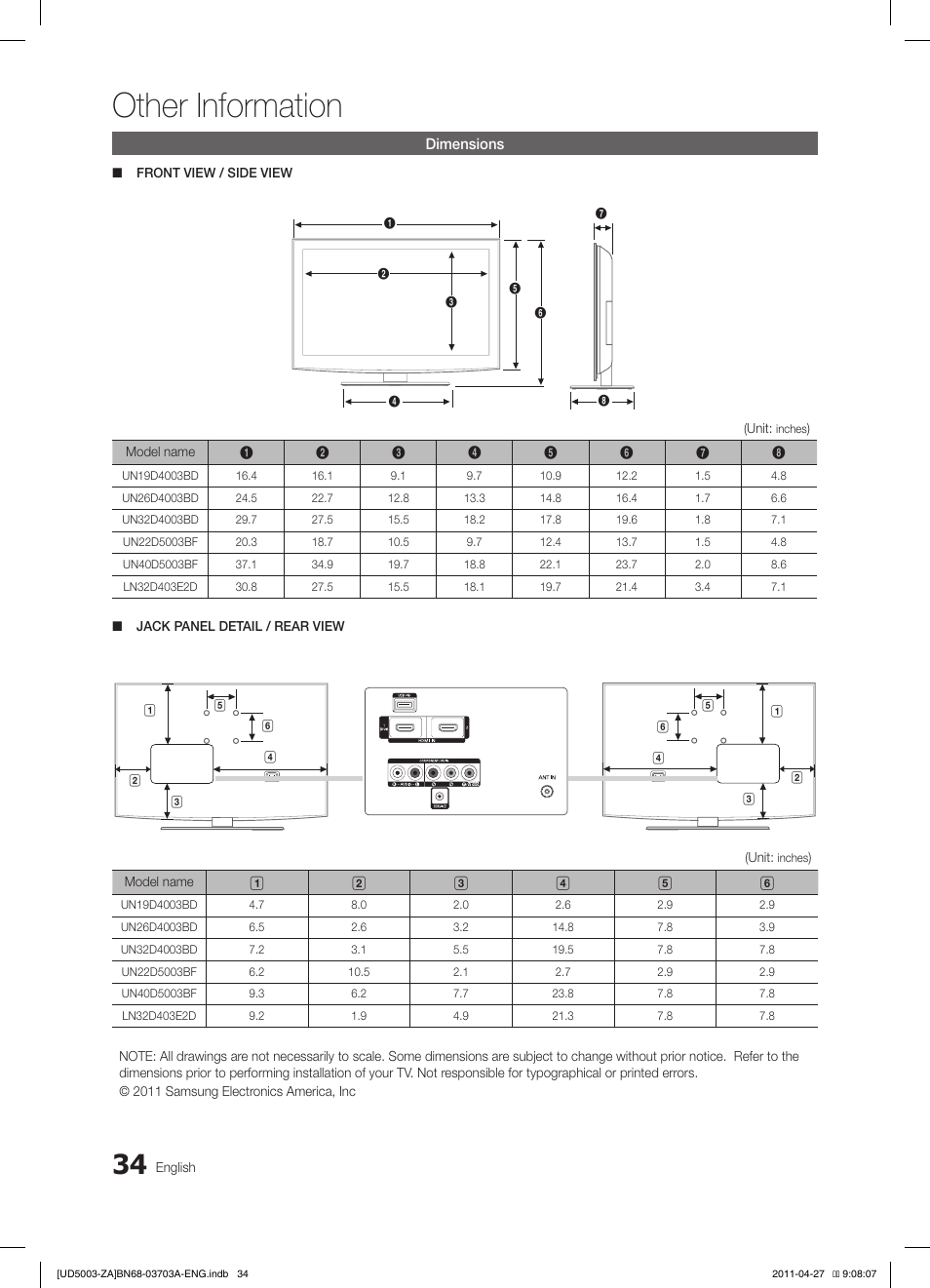 Other information | Samsung LN32D403E2DXZA User Manual | Page 34 / 35