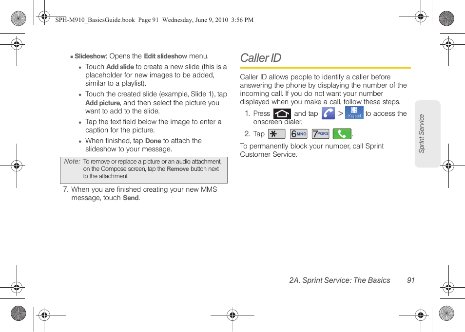 Caller id | Samsung SPH-M810HAASPR User Manual | Page 103 / 157