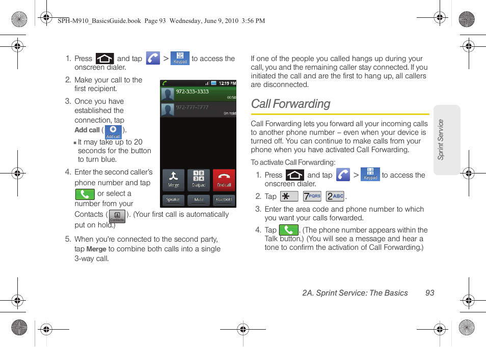 Call forwarding | Samsung SPH-M810HAASPR User Manual | Page 105 / 157