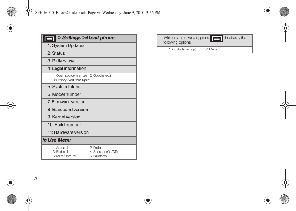 Settings >about phone | Samsung SPH-M810HAASPR User Manual | Page 12 / 157