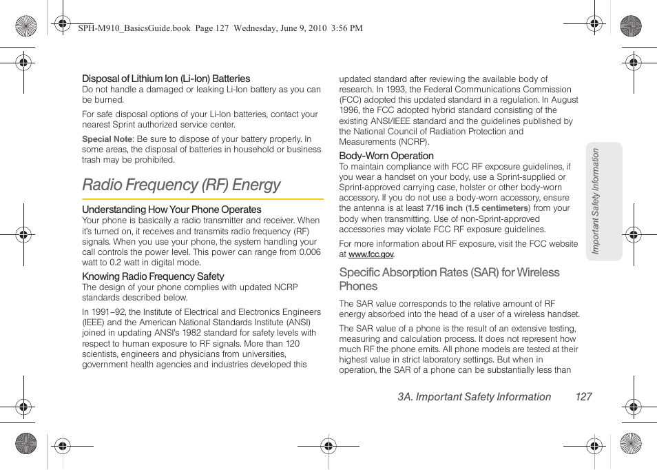 Radio frequency (rf) energy | Samsung SPH-M810HAASPR User Manual | Page 139 / 157