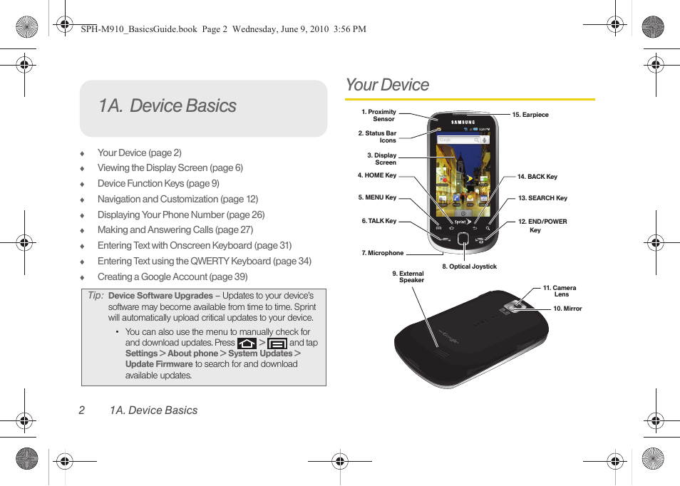 1a. device basics, Your device, 21a. device basics | Samsung SPH-M810HAASPR User Manual | Page 14 / 157