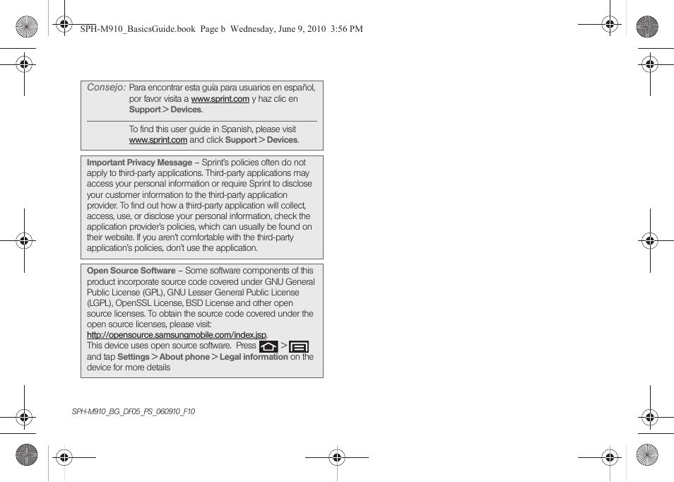 Samsung SPH-M810HAASPR User Manual | Page 2 / 157