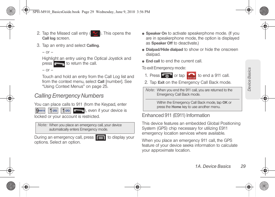 Calling emergency numbers | Samsung SPH-M810HAASPR User Manual | Page 41 / 157