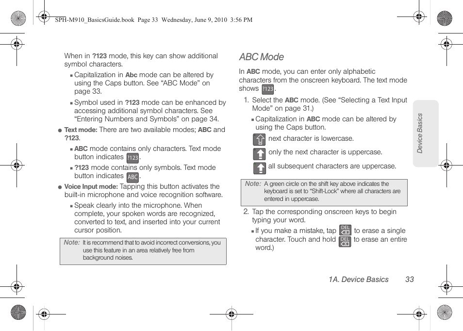 Abc mode | Samsung SPH-M810HAASPR User Manual | Page 45 / 157