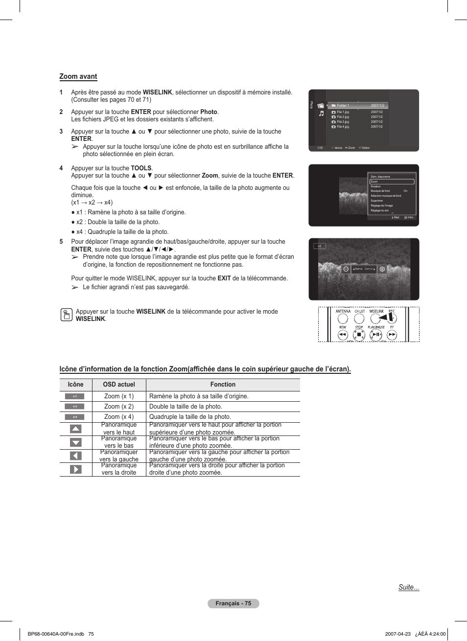 Suite... zoom avant | Samsung HLT7288WX-XAA User Manual | Page 170 / 276