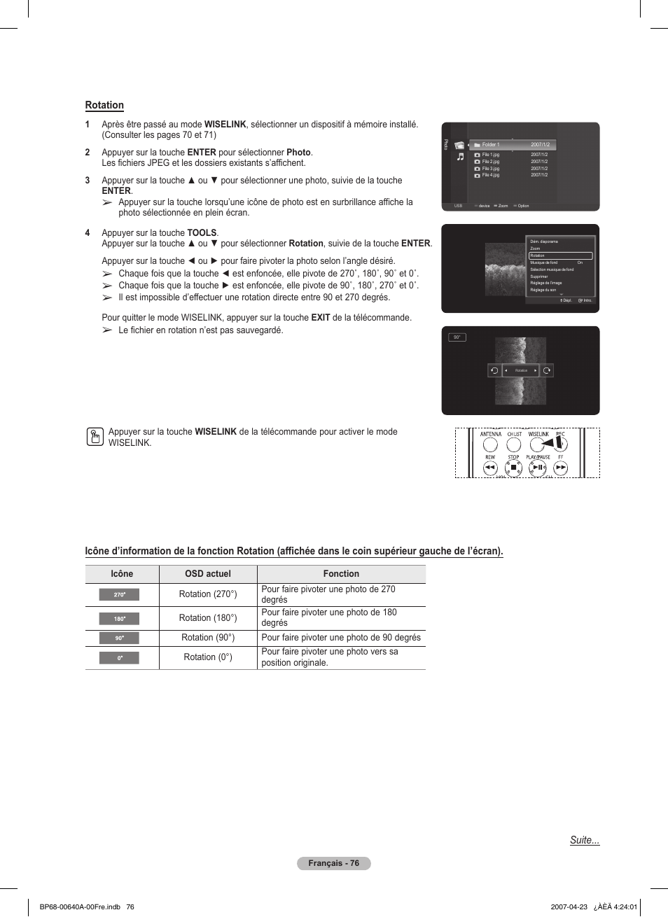 Rotation, Suite | Samsung HLT7288WX-XAA User Manual | Page 171 / 276