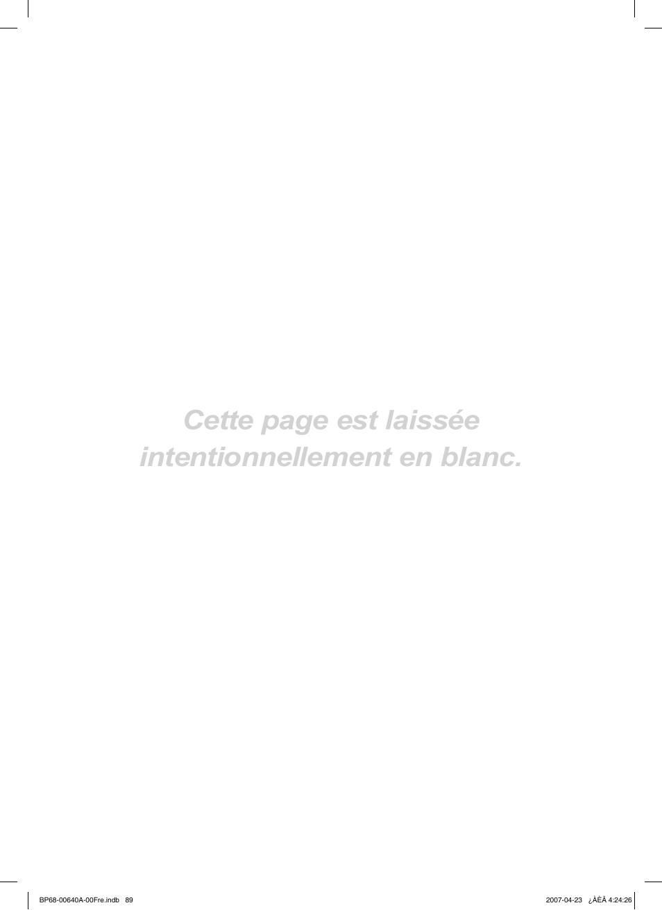 Cette page est laissée intentionnellement en blanc | Samsung HLT7288WX-XAA User Manual | Page 184 / 276