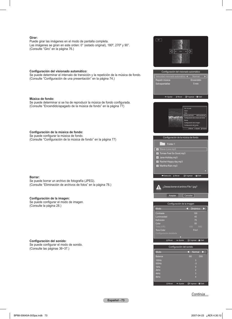Continúa | Samsung HLT7288WX-XAA User Manual | Page 258 / 276