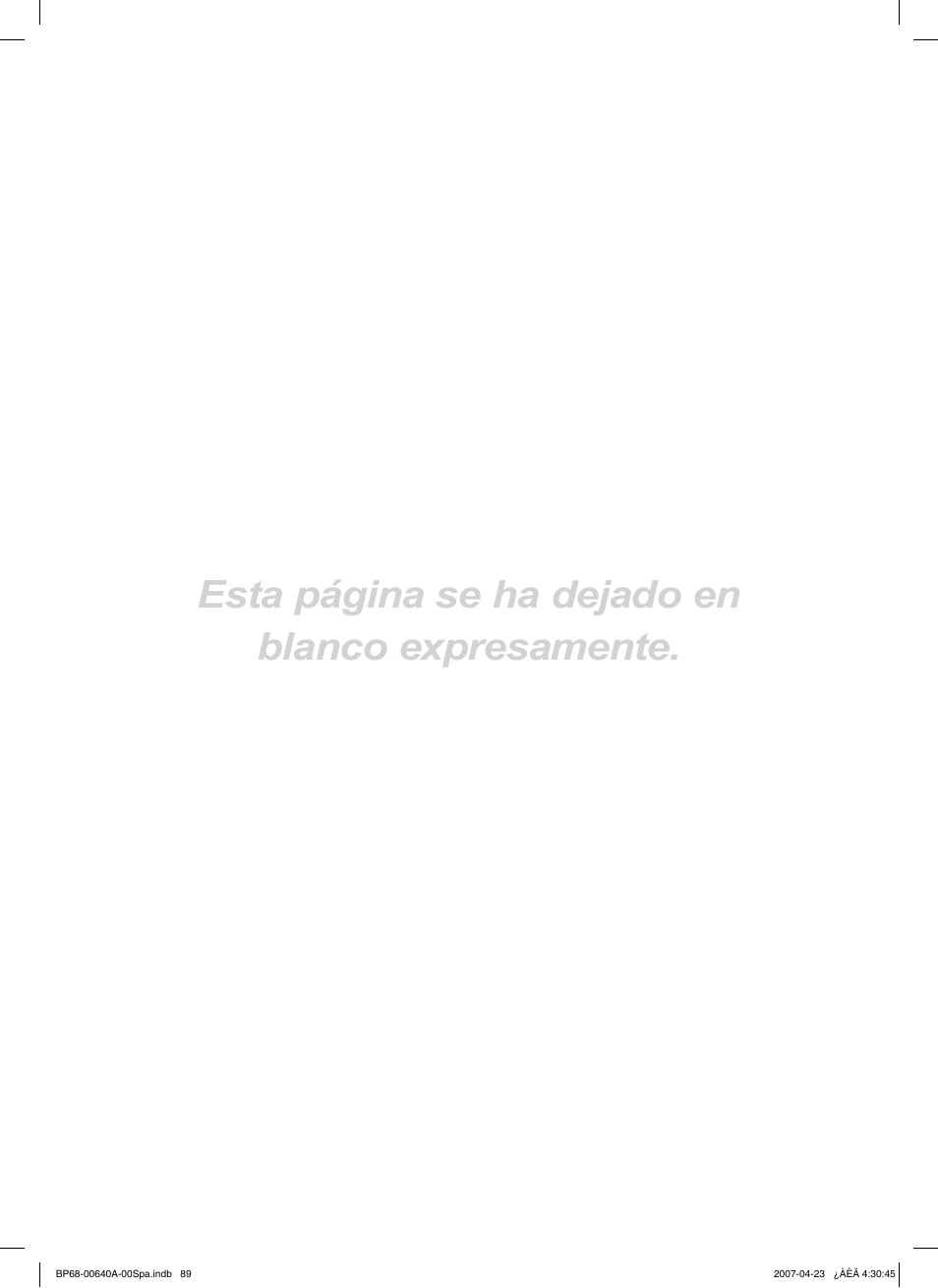 Esta página se ha dejado en blanco expresamente | Samsung HLT7288WX-XAA User Manual | Page 274 / 276