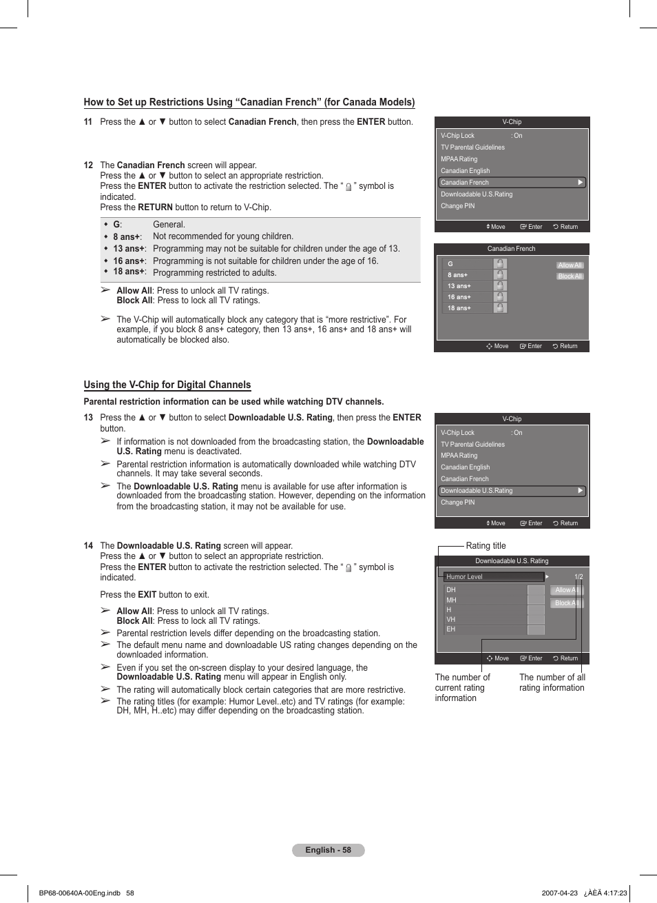 Samsung HLT7288WX-XAA User Manual | Page 58 / 276