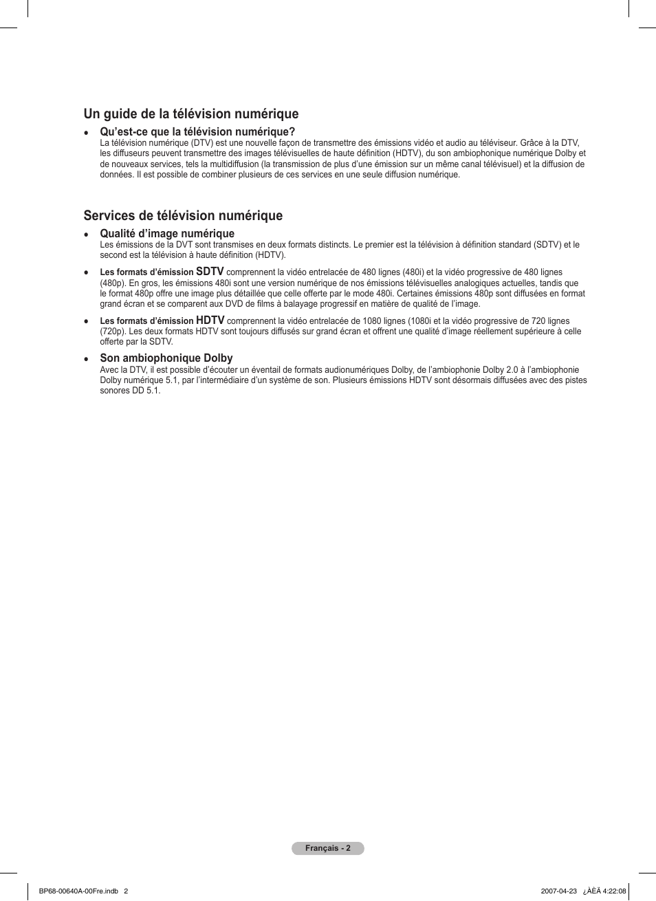 Un guide de la télévision numérique, Services de télévision numérique | Samsung HLT7288WX-XAA User Manual | Page 97 / 276