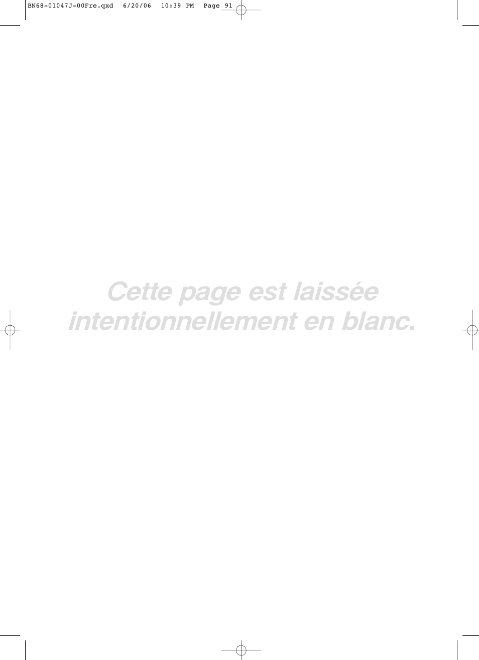 Cette page est laissée intentionnellement en blanc | Samsung LNS4695DX-XAA User Manual | Page 184 / 275