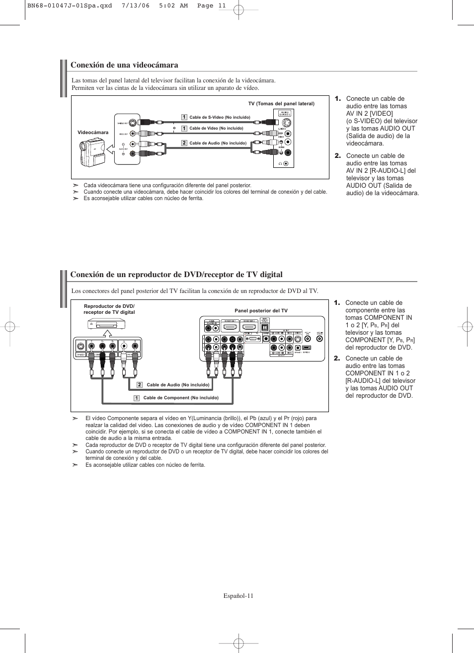 Conexión de una videocámara | Samsung LNS4695DX-XAA User Manual | Page 195 / 275