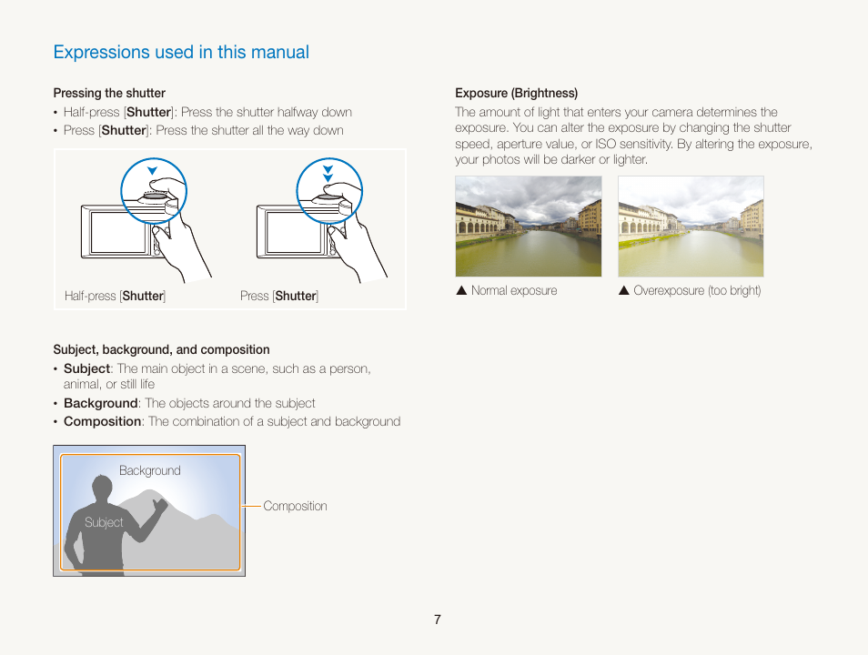 Expressions used in this manual | Samsung EC-WB150FBPBUS User Manual | Page 8 / 160