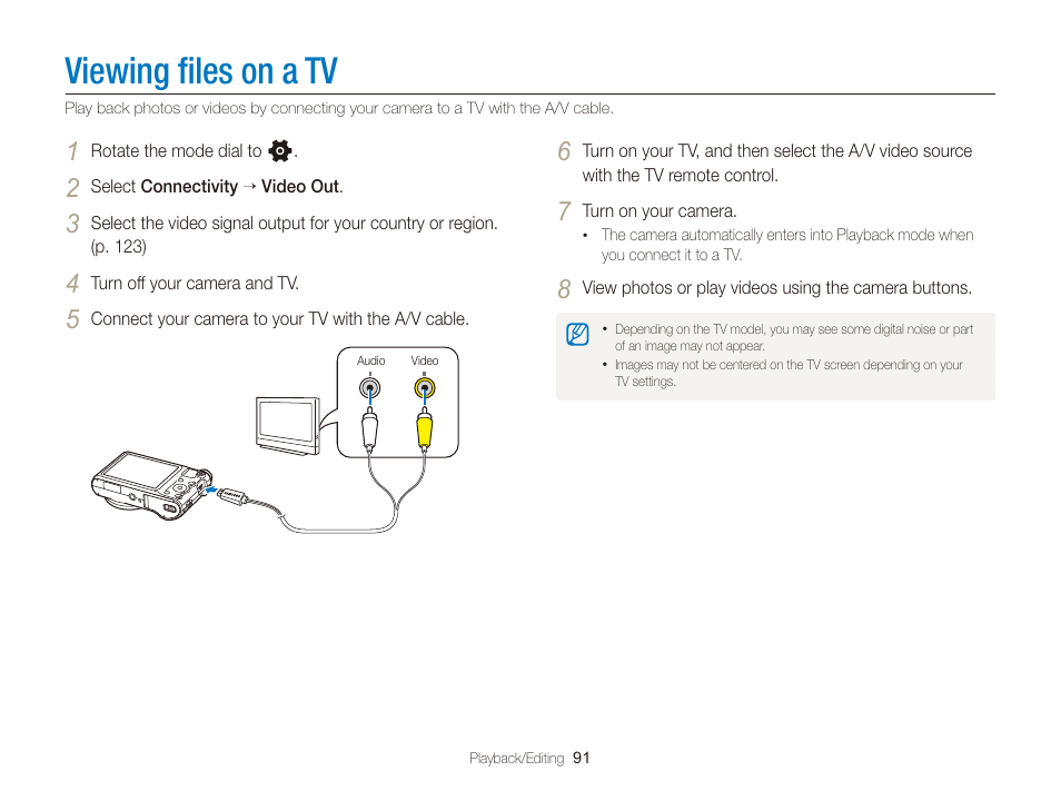 Viewing files on a tv, Viewing ﬁles on a tv | Samsung EC-WB150FBPBUS User Manual | Page 92 / 160