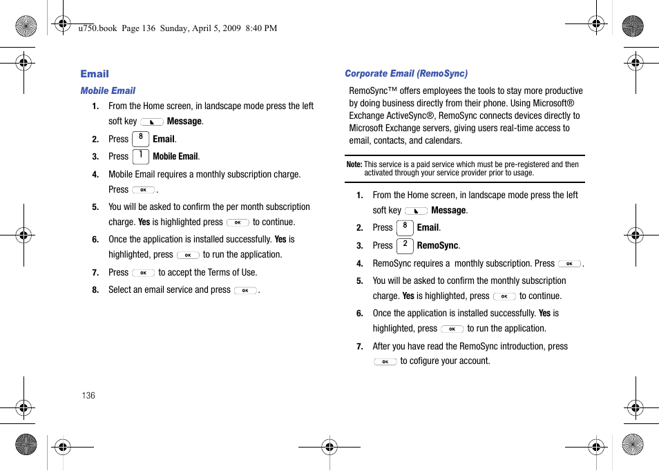 Email | Samsung SCH-U750HAAVZW User Manual | Page 140 / 178