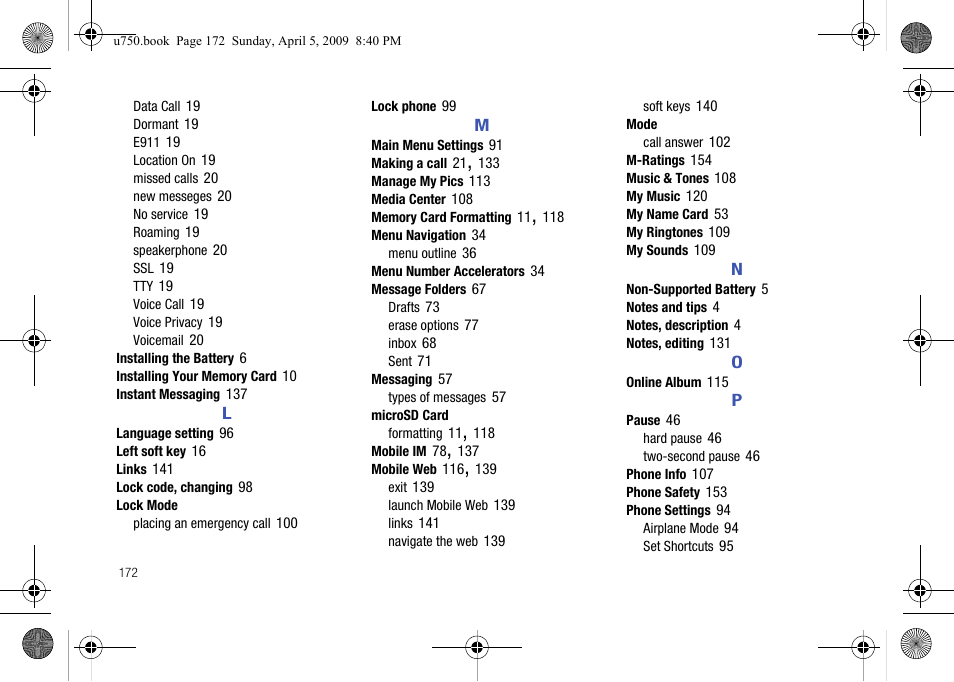 Samsung SCH-U750HAAVZW User Manual | Page 176 / 178