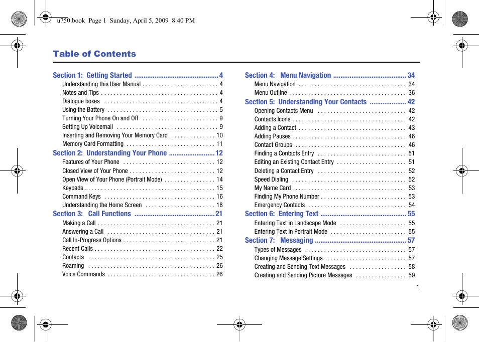 Samsung SCH-U750HAAVZW User Manual | Page 5 / 178