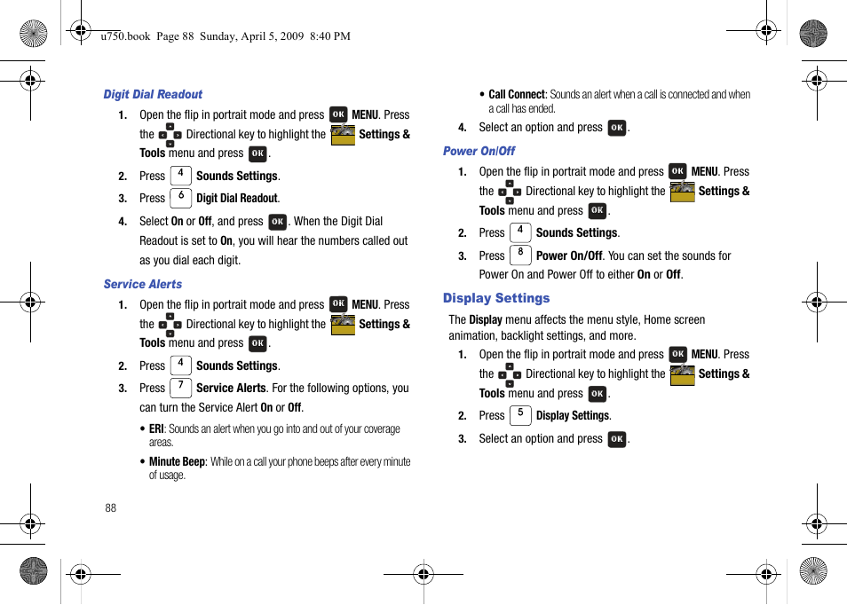 Display settings | Samsung SCH-U750HAAVZW User Manual | Page 92 / 178