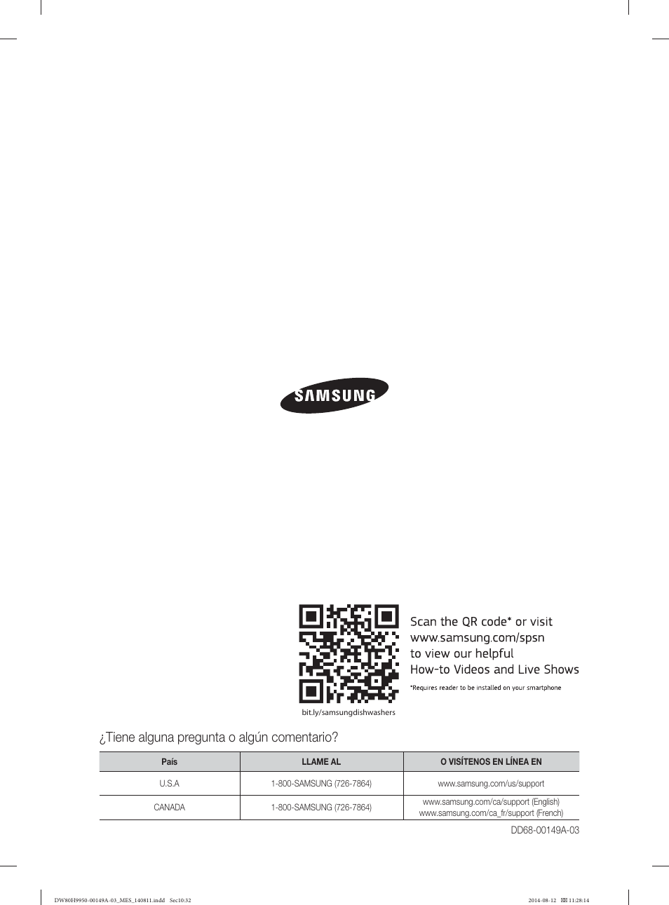 Tiene alguna pregunta o algún comentario | Samsung DW80H9970US-AA User Manual | Page 96 / 96