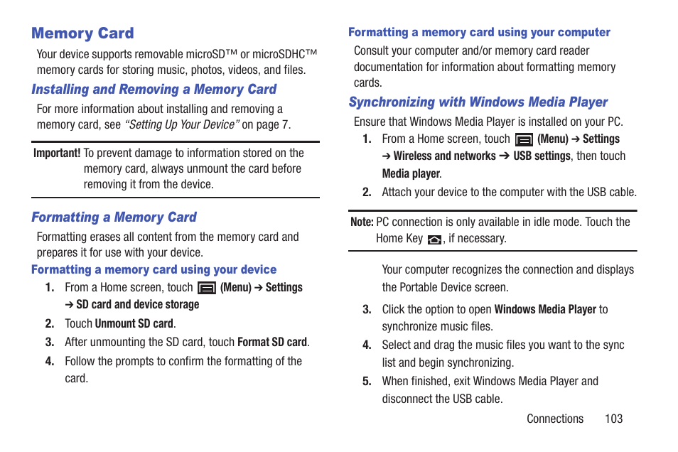 Memory card | Samsung YP-GS1CB-XAA User Manual | Page 107 / 211