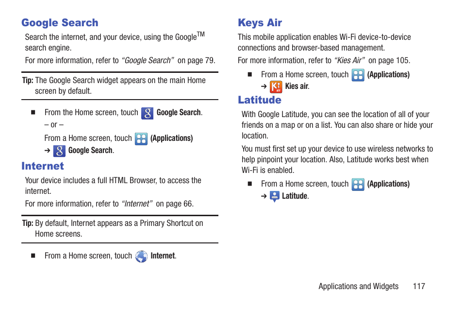 Google search, Internet, Keys air | Latitude, Google search internet keys air latitude | Samsung YP-GS1CB-XAA User Manual | Page 121 / 211