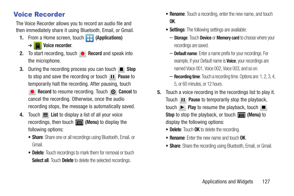 Voice recorder | Samsung YP-GS1CB-XAA User Manual | Page 131 / 211