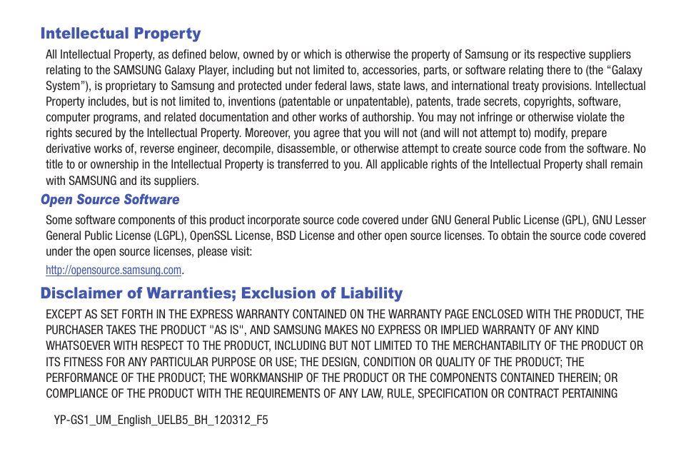 Samsung YP-GS1CB-XAA User Manual | Page 2 / 211