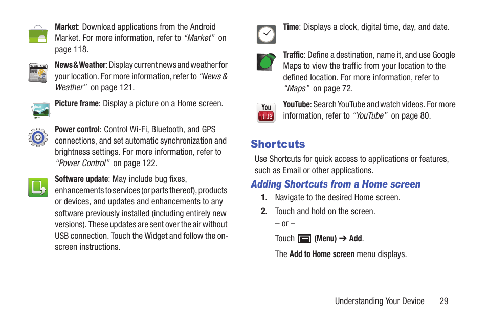 Shortcuts, T. for, For more information, refer to “shortcuts” on | Samsung YP-GS1CB-XAA User Manual | Page 33 / 211