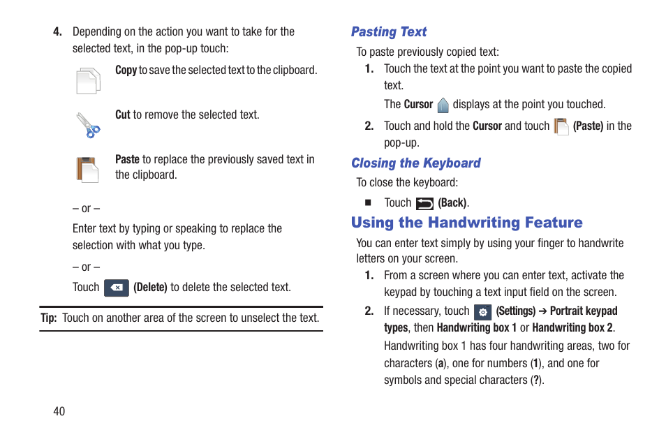 Using the handwriting feature | Samsung YP-GS1CB-XAA User Manual | Page 44 / 211