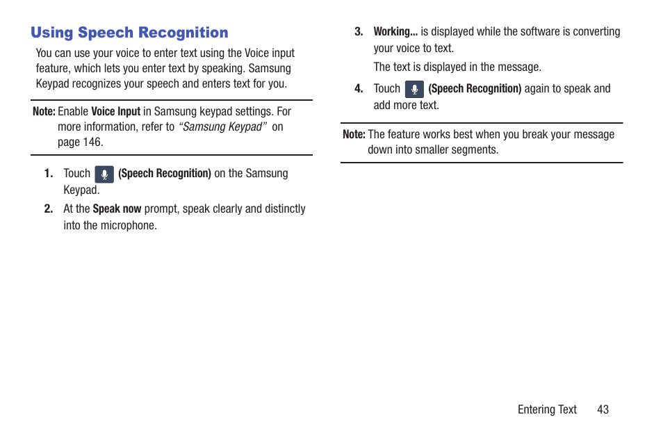 Using speech recognition | Samsung YP-GS1CB-XAA User Manual | Page 47 / 211