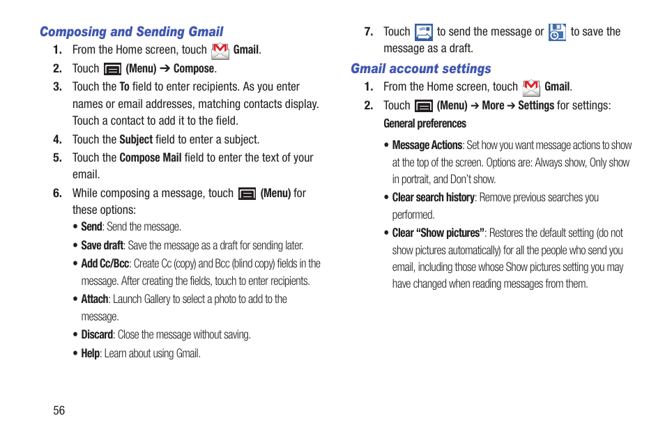 For more information, refer to “composing and | Samsung YP-GS1CB-XAA User Manual | Page 60 / 211
