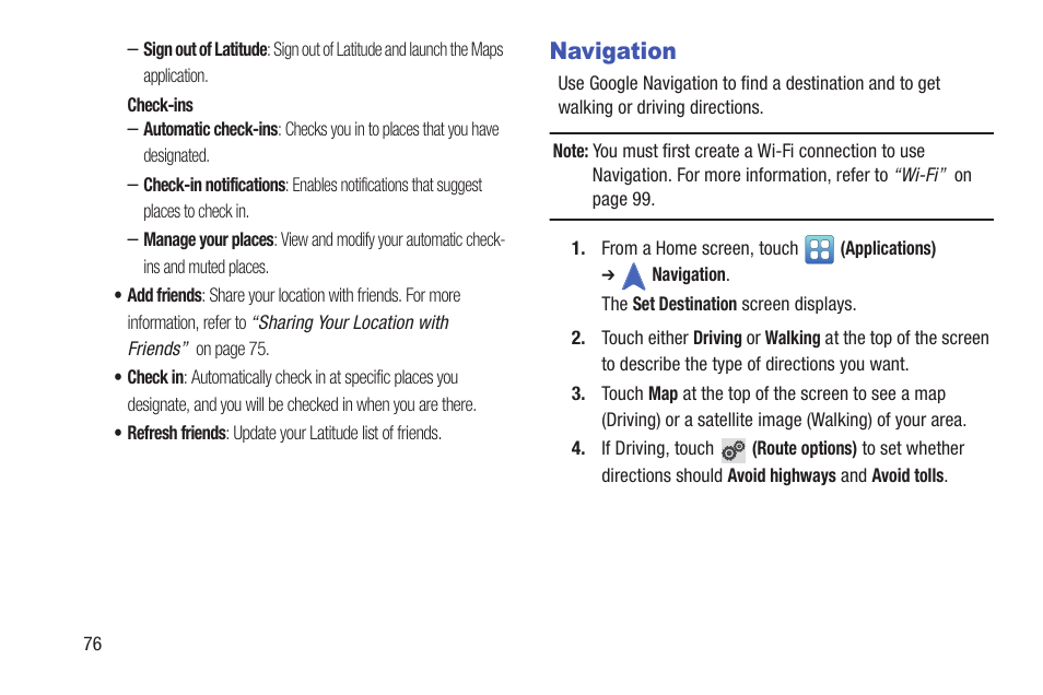Navigation, For more | Samsung YP-GS1CB-XAA User Manual | Page 80 / 211