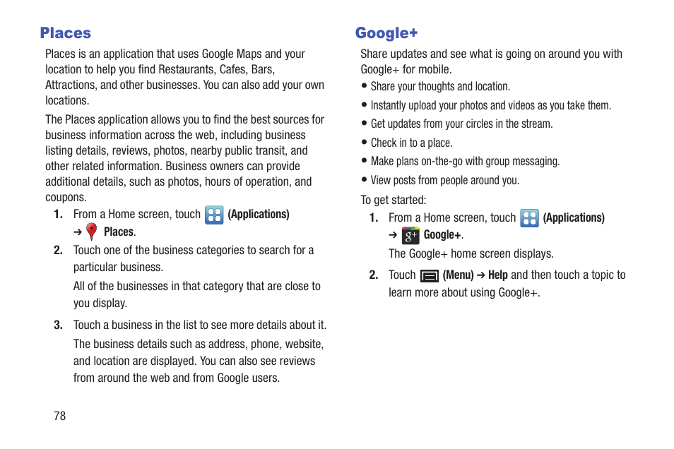 Places, Google, Places google | N. for more information | Samsung YP-GS1CB-XAA User Manual | Page 82 / 211