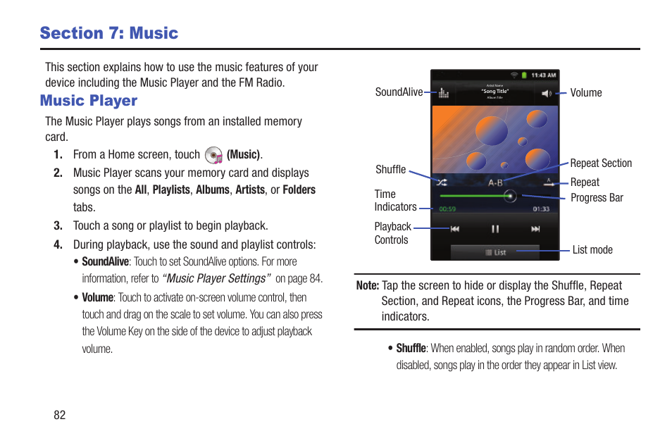 Section 7: music, Music player | Samsung YP-GS1CB-XAA User Manual | Page 86 / 211