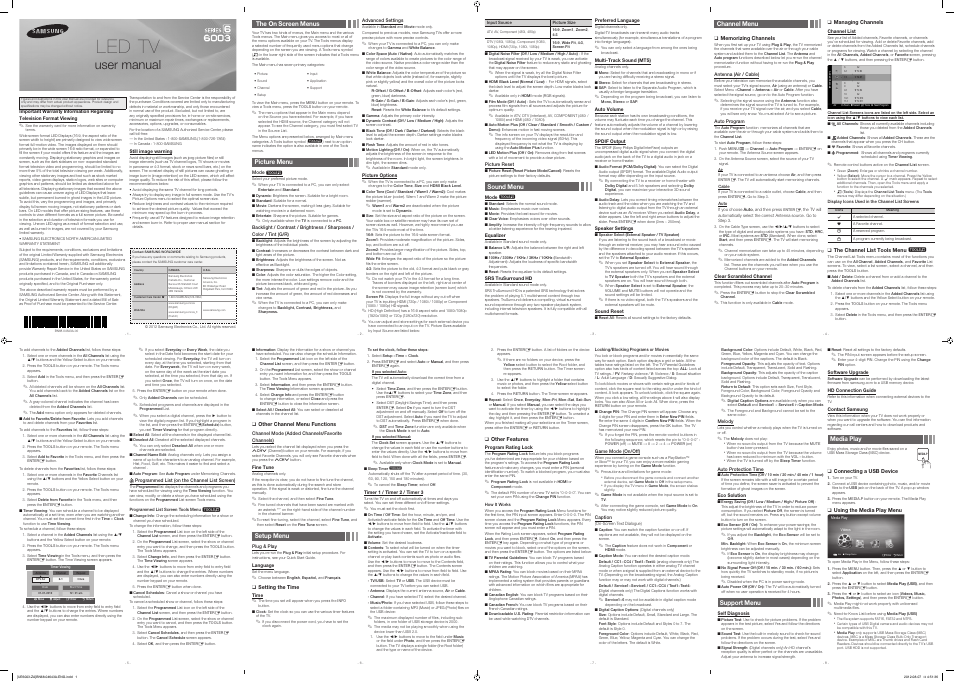 Samsung UN60ES6003FXZA User Manual | 2 pages